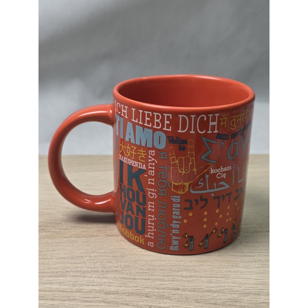 Unemployed  Philosopher Mug, I LOVE YOU in SeveralLanguages Orange 2018 Braille